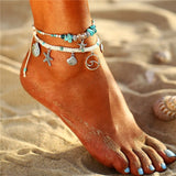 17KM Bohemian Starfish Stone Anklets Set