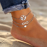 17KM Bohemian Starfish Stone Anklets Set