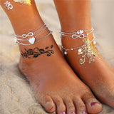 17KM Bohemian Starfish Stone Anklets Set