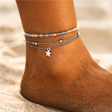 17KM Bohemian Starfish Stone Anklets Set