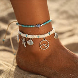 17KM Bohemian Starfish Stone Anklets Set