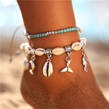 17KM Bohemian Starfish Stone Anklets Set