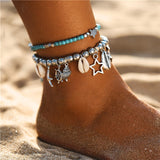 17KM Bohemian Starfish Stone Anklets Set