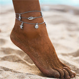 17KM Bohemian Starfish Stone Anklets Set